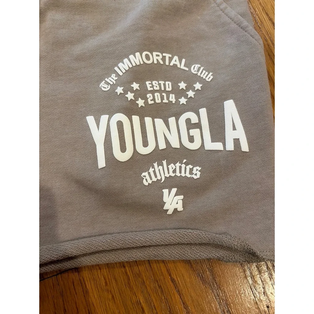 YoungLA Immortal Club Athletics Shorts Tan Taupe French Terry Mens Medium